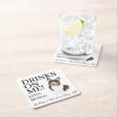 黒毛三色コーギドッグ結婚ズ スクエアペーパーコースター (インサイチュ)