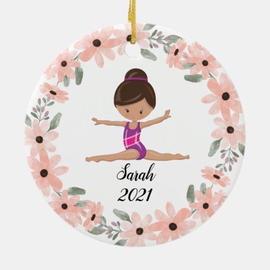 黒毛体操女子体操クリスマスサー セラミックオーナメント (裏面)