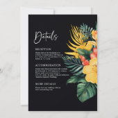 黒水彩トロピカルオールインワンウェディング 招待状 (裏面)