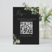 黒水彩ユーカリQRコード返信カード 出欠カード (スタンド正面)