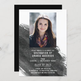 黒水彩写真卒業パーティー招待状 招待状