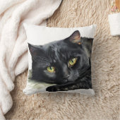 黒水彩猫オンホワイト クッション (ブランケット)