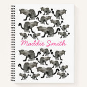 黒水彩白黒猫 ノートブック (正面)