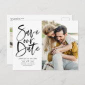 黒水彩筆の書道救の日付 案内ポストカード (正面/裏面)