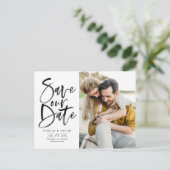 黒水彩筆の書道救の日付 案内ポストカード (スタンド正面)