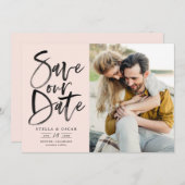 黒水彩筆跡の写真 セーブザデート (正面/裏面)