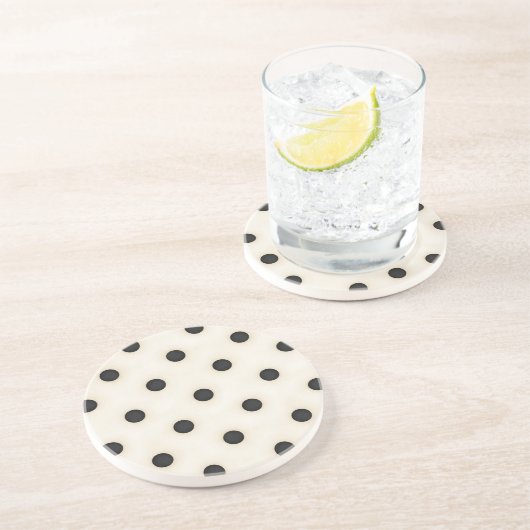 黒水玉模様オンアンティーク白動揺して コースター (側面)