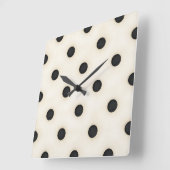黒水玉模様オンアンティーク白動揺して スクエア壁時計 (傾斜)