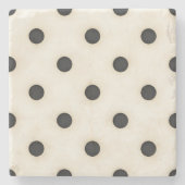 黒水玉模様オンアンティーク白動揺して ストーンコースター (正面)