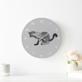 黒水色かっこい猫 ラージ壁時計 (ホーム)