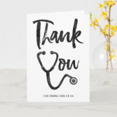 黒水色フォント聴診器ナース感謝していユー カード (黄色い花)