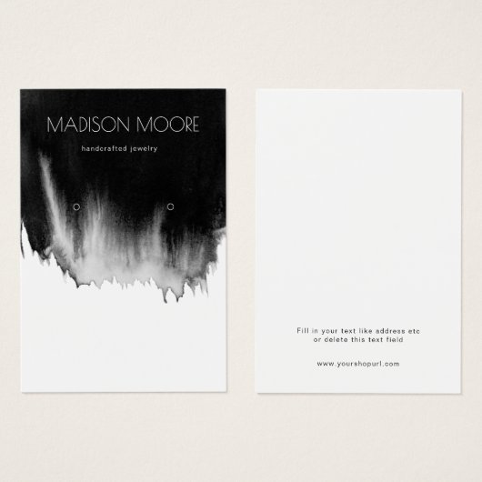 黒水色モダンイヤリング表示カード (正面&裏面)