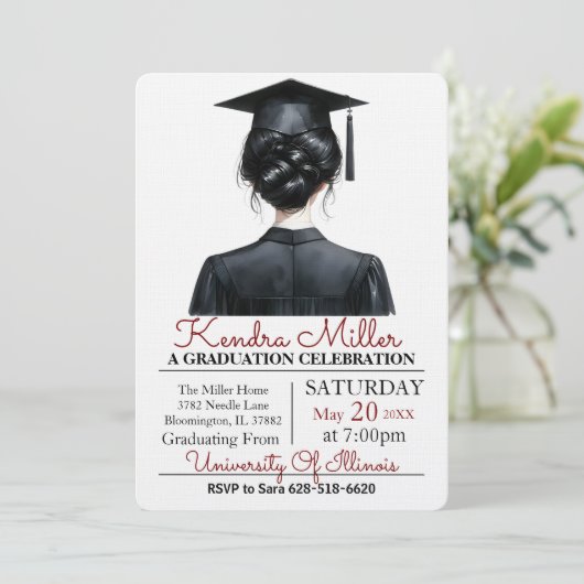 黒水色卒業招待状 招待状 (スタンド正面)