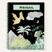 黒水色恐竜のかわいい ノートブック (正面)