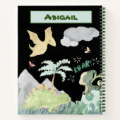 黒水色恐竜のかわいい ノートブック (裏面)