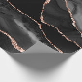 黒水色瑪瑙フェイクバラ金ゴールドグリッター ラッピングペーパー (角)