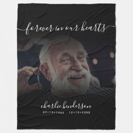 黒永遠に私たちのハート写真追悼式 フリースブランケット