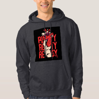 黒汗ハート及び手デザイン パーカ