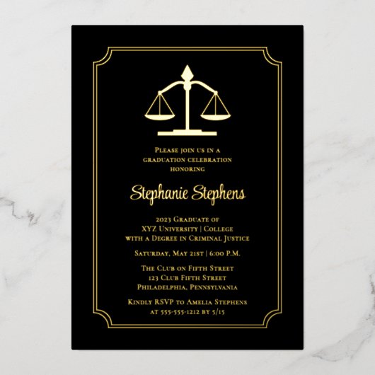 黒法エレガント弁護士卒業党 箔招待状 (正面)