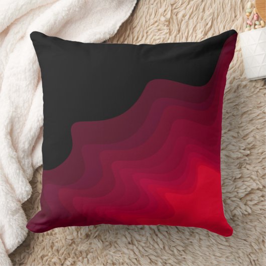 黒波と赤波の抽象芸術絵画装飾用クッション クッション (ブランケット)