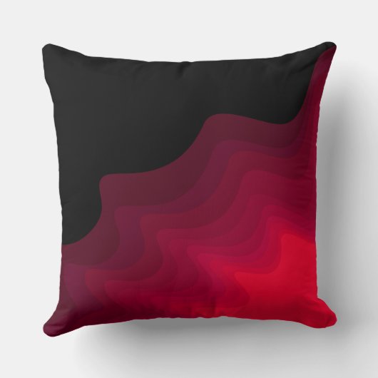 黒波と赤波の抽象芸術絵画装飾用クッション クッション (裏面)