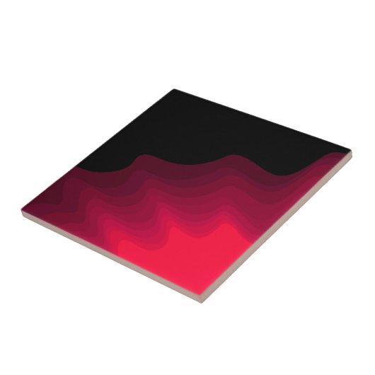 黒波と赤波の抽象芸術絵画装飾用クッション タイル (側面)