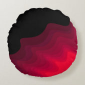 黒波と赤波の抽象芸術絵画装飾用クッション ラウンドクッション (正面)