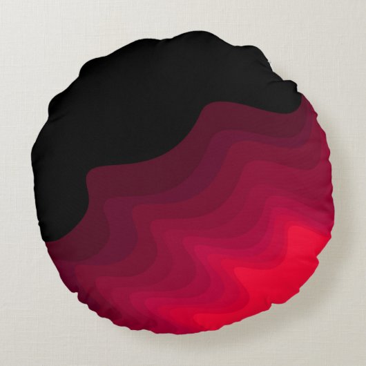 黒波と赤波の抽象芸術絵画装飾用クッション ラウンドクッション (裏面)