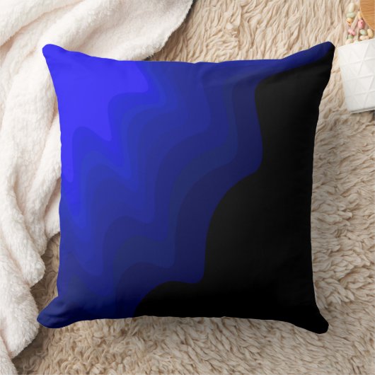 黒波と青波の抽象芸術装飾用クッション クッション (ブランケット)