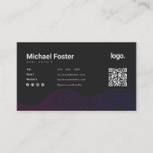 黒波グラデモダンーション走査可能Qrcode 名刺 (正面)