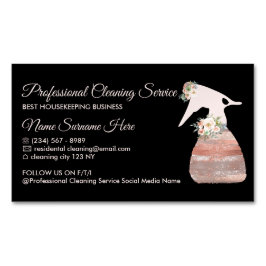 黒洗浄サービススプレーフラワーグラマー マグネット名刺