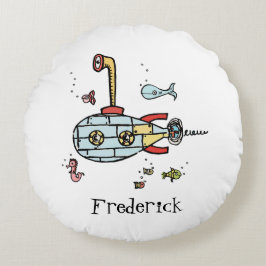 黒海パーソナライズされた潜水艦の赤背 ラウンドクッション