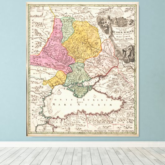 黒海地域地図(1720年)トルコブルガリア・ロシア キャンバスプリント (インサイチュ (ウッドフロア))