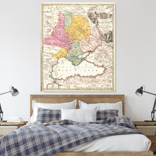 黒海地域地図(1720年)トルコブルガリア・ロシア キャンバスプリント (インサイチュ (寝室))