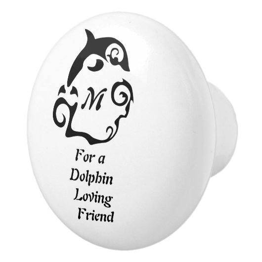 黒海波モノグラムのシルエットイルカ セラミックノブ (右)