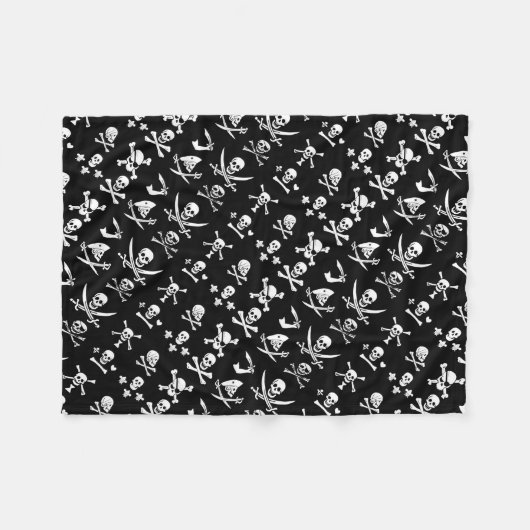 黒海賊バナースカル、クロス骨、剣 フリースブランケット (正面(横))