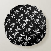 黒海賊バナースカル、クロス骨、剣 ラウンドクッション (正面)
