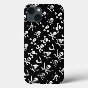 黒海賊バナースカル、クロス骨、剣 iPhone 13ケース