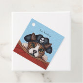 黒海賊帽どくろ赤いボートのかわいい猫 フェイバータグ (インサイチュ)