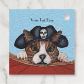 黒海賊帽どくろ赤いボートのかわいい猫 フェイバータグ (裏面)