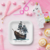 黒海賊船誕生日 ペーパープレート (パーティー)