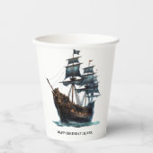黒海賊船誕生日 紙コップ (正面)