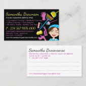 黒清掃員レディーガールクリーニングアポイントメント 名刺 (正面/裏面)