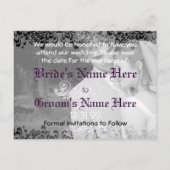 黒渦巻形のと白の日付の保存 案内ポストカード (裏面)