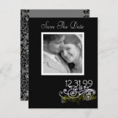 黒渦巻形のと白の日付の保存 案内ポストカード (正面/裏面)