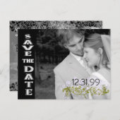 黒渦巻形のと白の日付の保存 案内ポストカード (正面/裏面)