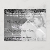 黒渦巻形のと白の日付の保存 案内ポストカード (裏面)