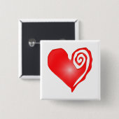 黒渦巻形のまたは白のハート 缶バッジ (正面&裏面)