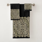 黒湯タオルセットの上の光沢のある金ゴールドレース バスタオルセット (インサイチュ)