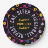 黒漬けのネオン、名前をカスタムする ペーパープレート (正面)